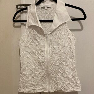 Anne Fontaine Textured White double Zip-Up top